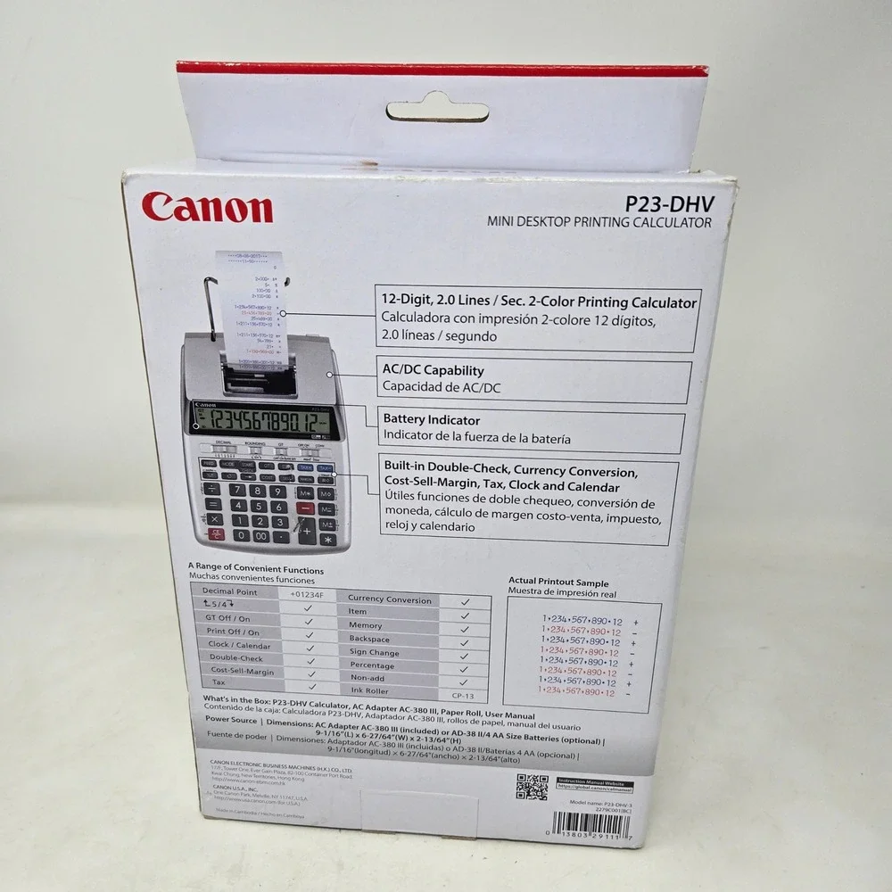 Canon P23-DHV Mini Desktop Printing Calculator 2 Color Print READ DESCRIPTION